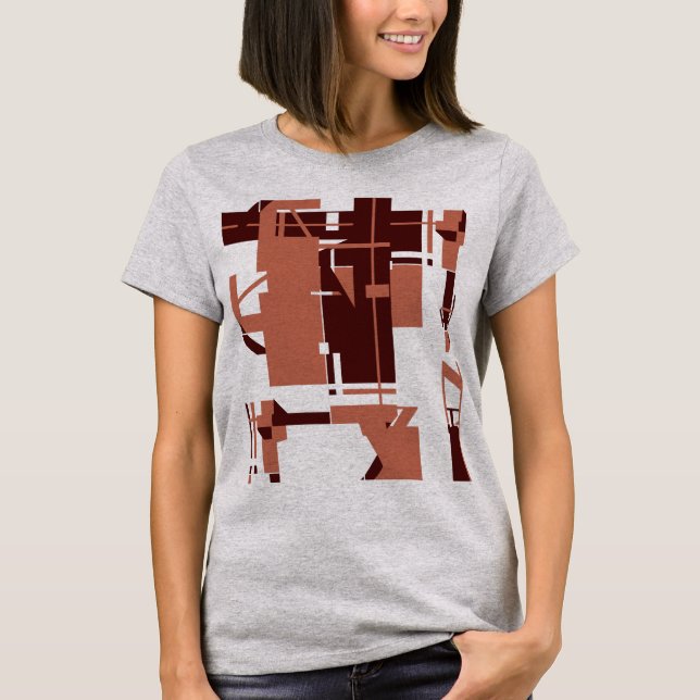 KopparMörk Brown MCM-liknande Geometric Abstrakt A T Shirt (Framsida)