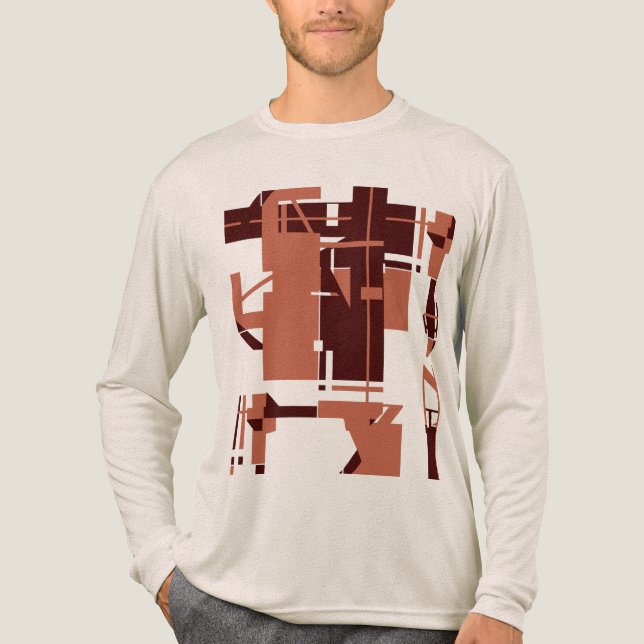 KopparMörk Brown MCM-liknande Geometric Abstrakt A T Shirt (Framsida)