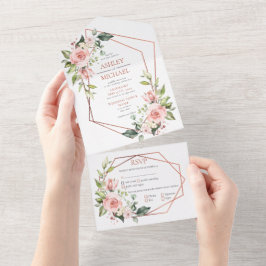 Kopparpersika Rosa Blommigt Eucalyptus Bröllop