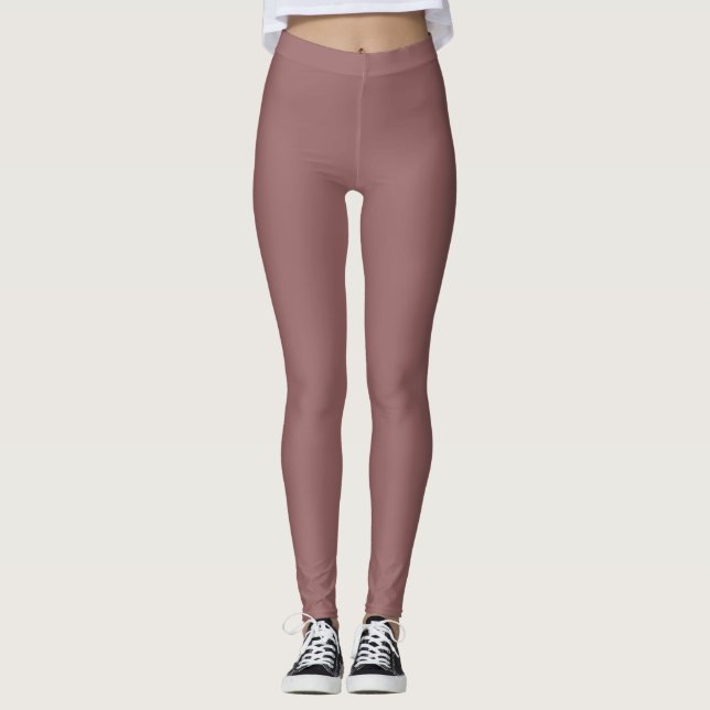 Kopparrosfärg enfärgad slät leggings (Framsida)