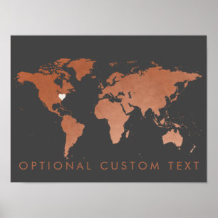 Kopparskård med redigerbart hjärta poster