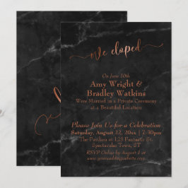 Kopparskrift Vi Rymde Skrift på Svart Marmor Inbjudningar