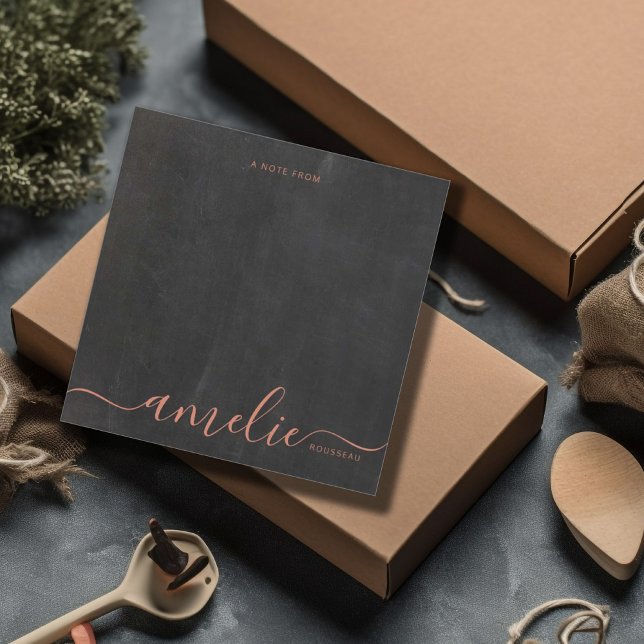 Kopparskriptcalligrafi, monogram, kritpanel anteckningskort (Skapare uppladdad)