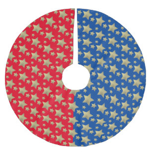 Kopparstjärnor fjärde juli patriotiskt rött mönste julgransmatta borstad polyester