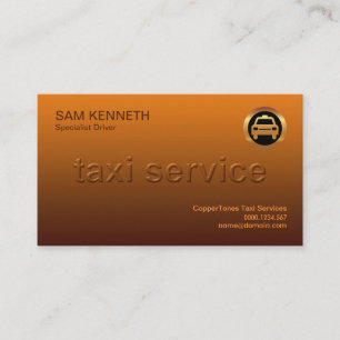 Koppartoner som är märkta med "Taxi Service" Visitkort
