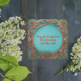 Kopparturkos Blommigt Ram Julkort