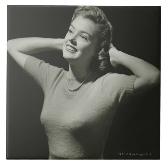 Koppla av för kvinna kakelplatta (Framsidan)