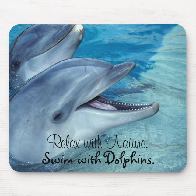 Koppla av med naturen, simma med Dolphins. Musmatta (Framsidan)
