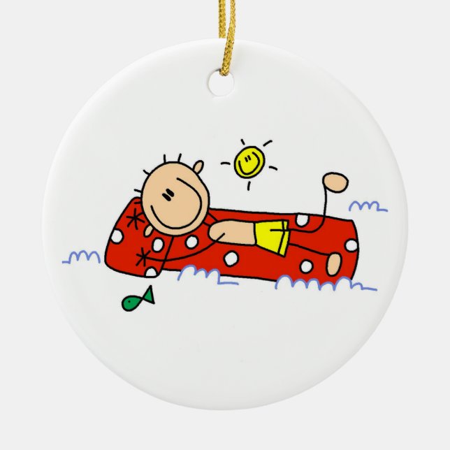 Koppla av på luftmadrass julgransprydnad keramik (Framsidan)