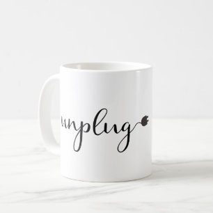 Koppla från med skrivar text och pluggar kaffemugg