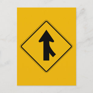 Koppla Höger, Traffic Warning Sign, USA Vykort