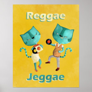 Koppla ihop av blåttReggaekatter Poster