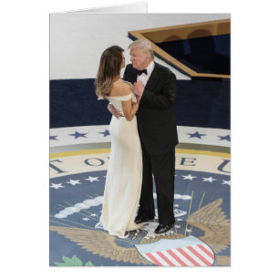 Koppla ihop först boll för den Donald och Melania Hälsningskort