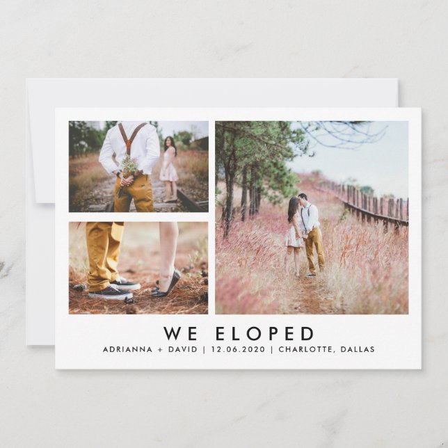 Koppla ihop fotoet som gifta sig | som vi Eloped Tack Kort (Framsida)