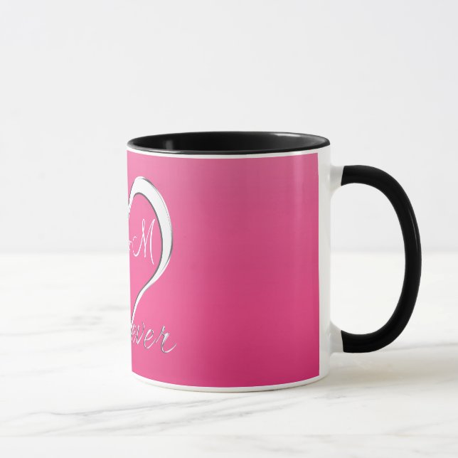 Koppla ihop hjärtainitialermonogramen mugg (Höger)