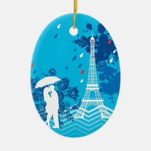 Koppla ihop i Paris med det Eiffle torn Julgransprydnad Keramik