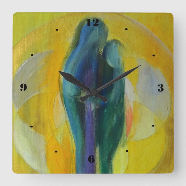 Koppla ihop kramkärlek som valentinen kvadrerar fyrkantig klocka (Framsida)