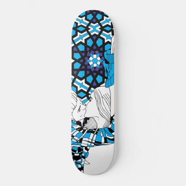 Koppla ihop kyssen av Keren Richter Old School Skateboard Bräda 18 Cm (Framsida)