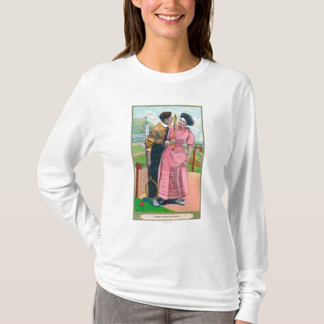 Koppla ihop med tennisGearSame gammalt racket Tee Shirt (Framsida)