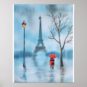 Koppla ihop på det Eiffel torn Paris som målar Poster