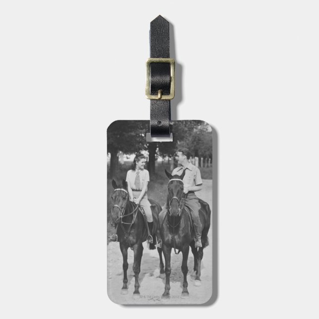 Koppla ihop ridninghästar bagagebricka (Vertikal Framsida)