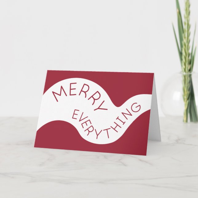 Koppla in allt burgundy kurvformat typografifoto helgkort (Framsida)