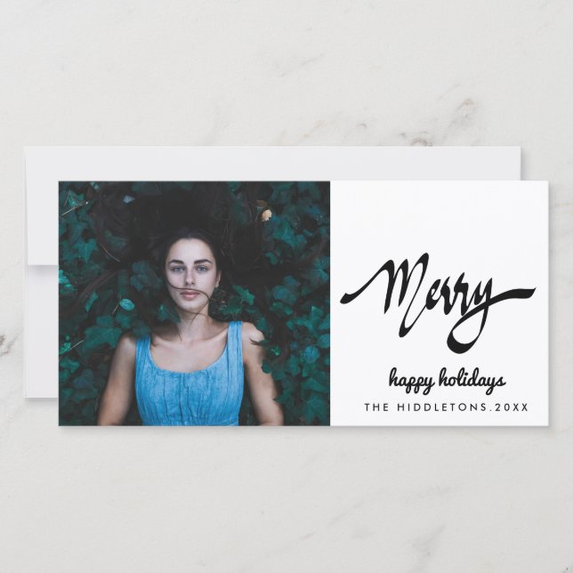 Koppla modern handskriven Helgdag Julkort (Framsida)