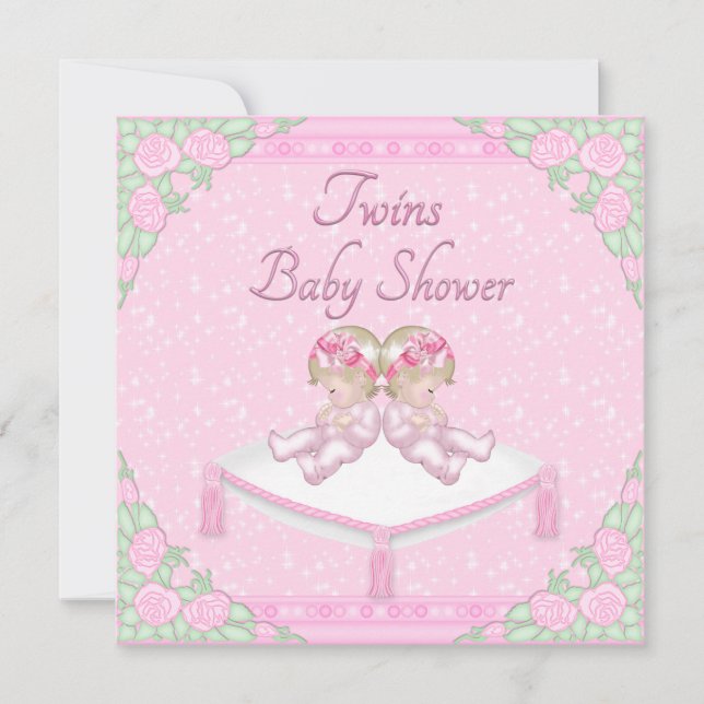 Koppla samman flickor, dämpa och baby shower för inbjudningar (Framsida)