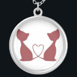 Koppla samman kärlekkatthalsbandet silverpläterat halsband<br><div class="desc">Tvilling- katthalsband</div>