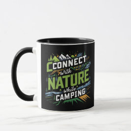 Koppla samman med naturen under camping, svart mug mugg