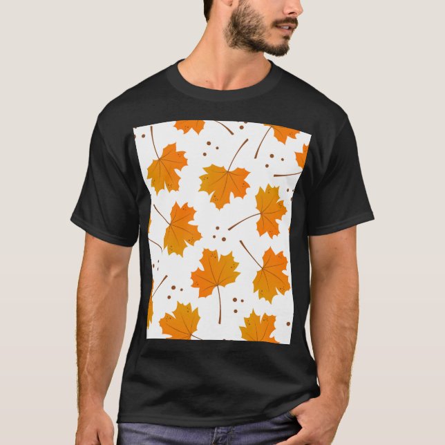 Koppla spegel: Tecknad Höst löv T Shirt (Framsida)
