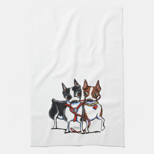 Kopplade Boston Terriers Kökshandduk