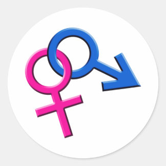 Kopplade manliga och kvinnliga symboler Stickers 0 Runt Klistermärke
