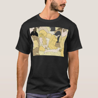 Kopplade upp flickor. Gult och påve. Mönster. T Shirt