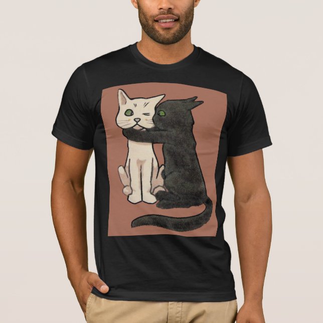 Kopplar ihop den gulliga kyssande katten för tee shirt (Framsida)