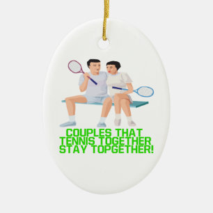 Kopplar ihop den tennis tillsammans julgransprydnad keramik