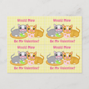 Kopplar ihop rolig gullig katt 4 valentineskort helg vykort