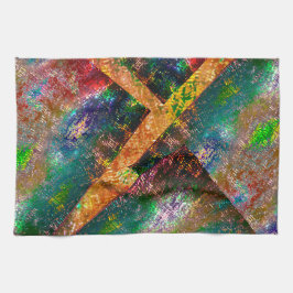 Kopplare av färgad lagrar med bränd rustik kökshandduk