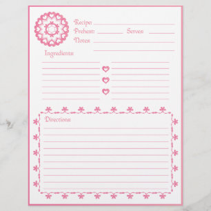 Kopplat av Kärlek Rosa Recipe Letterhead