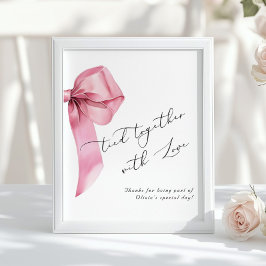 Kopplat till kärlek Rosa Bow Birthday-favörer Poster
