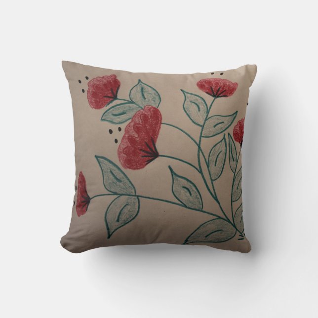Koppling för designerns Blommigt Kudde (Framsida)