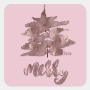 Koppling från Merry Ro Guld Mauve Julgran Metall Fyrkantigt Klistermärke