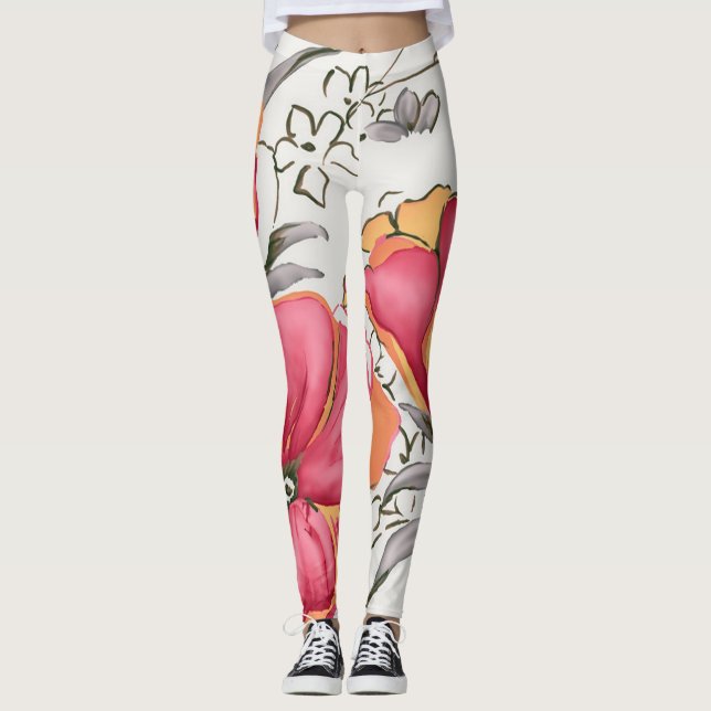 Kopplingar/Blommigt Leggings (Framsida)
