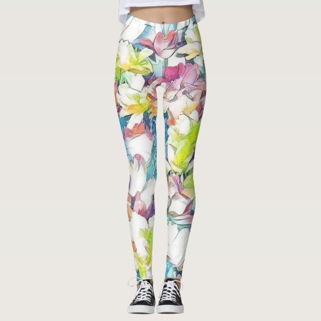 Kopplingar för Blommigt med flera Färgader (Flytan Leggings (Framsida)