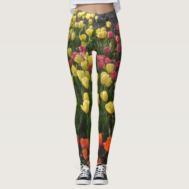 Kopplingar för Blommigt med flera Färgader Leggings (Framsida)