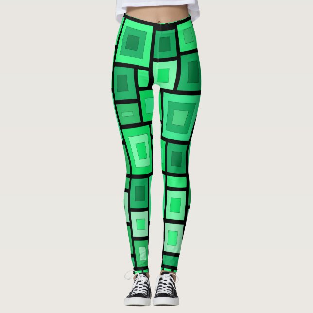 Kopplingar med konst av geometriska former leggings (Framsida)