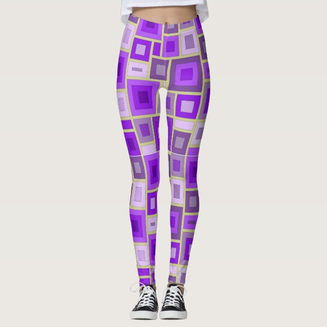 Kopplingar med konst av geometriska former leggings (Framsida)