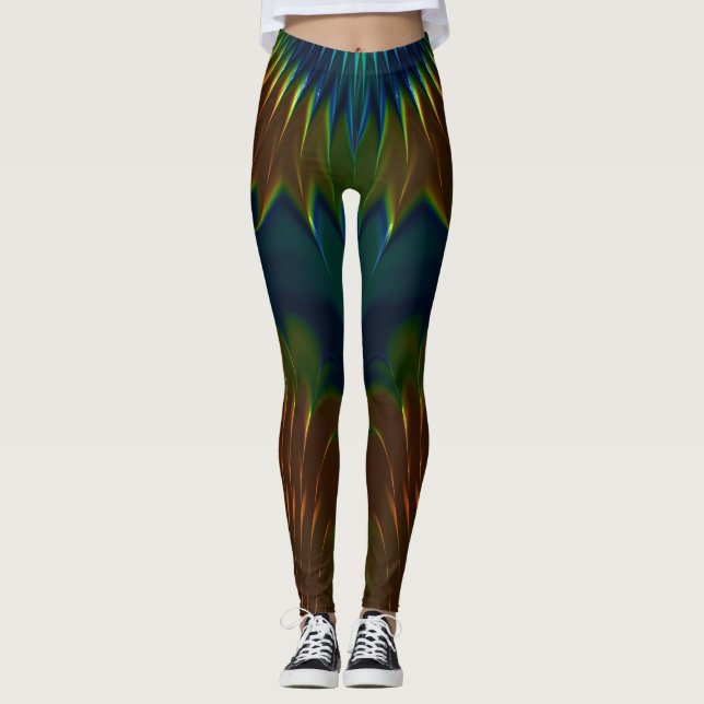 Kopplingar ~ Orange, Grönt och blått Leggings (Framsida)