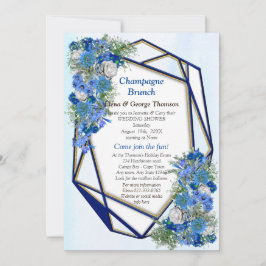 Kopplingsvisare för geometrisk Guld-marin Blåa blo Inbjudningar