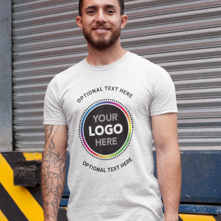 Köpskjorta för näringsidkare. Logo och böjd text T Shirt